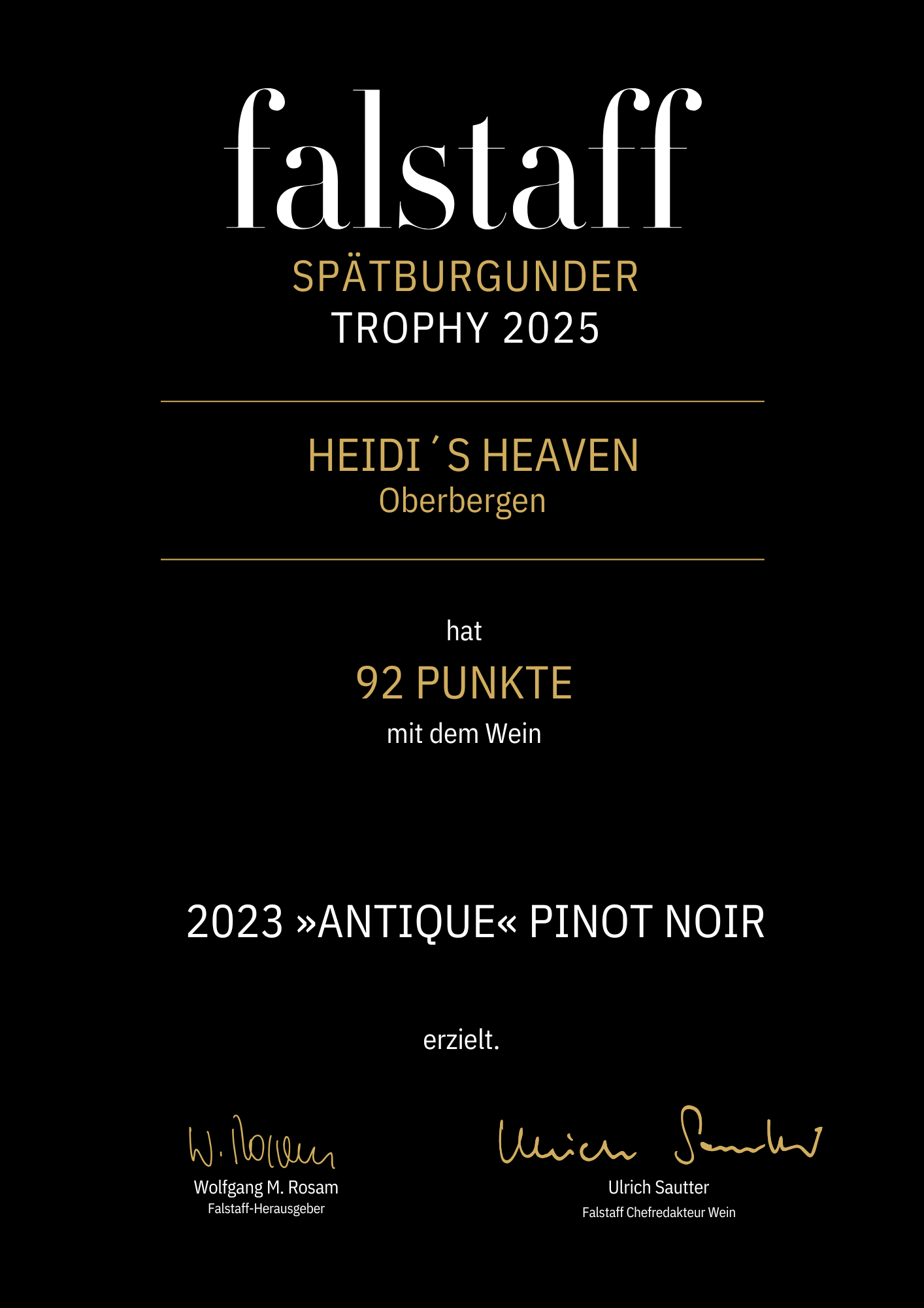 Winner Selection PINOT NOIR